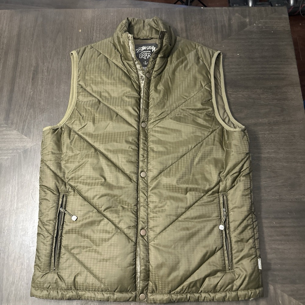 Vintage 90s Stussy Gear Insulated Puffer Vest Thermolite Reversible Mens Size L